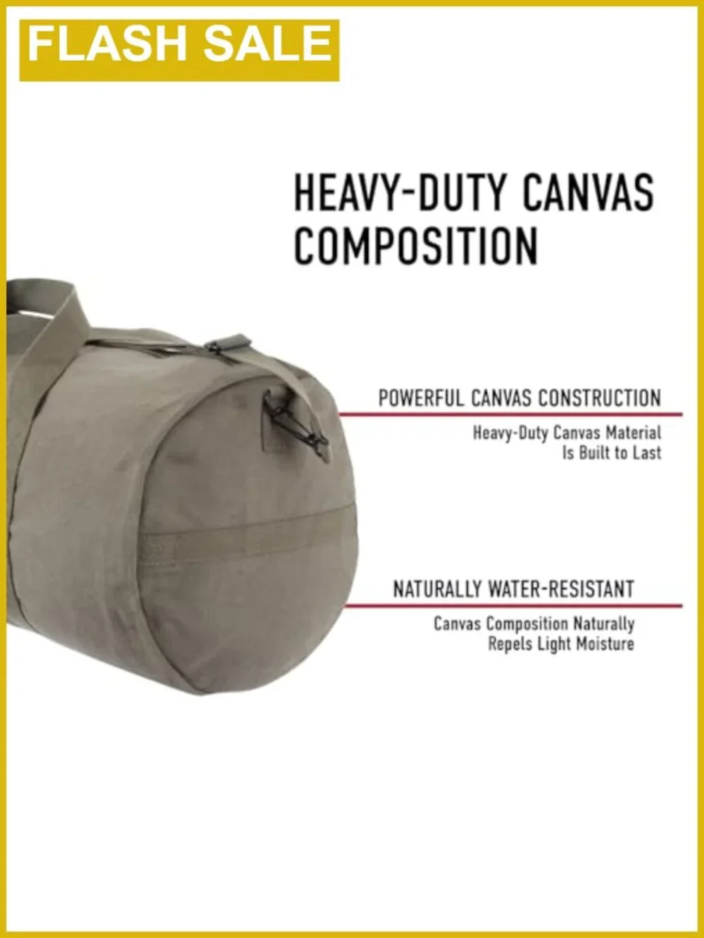 Heavyweight Canvas Travel Duffle Bag with Shoulder Strap, Gym & Camping Gear